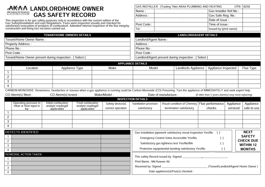 Gas Safety Certificate